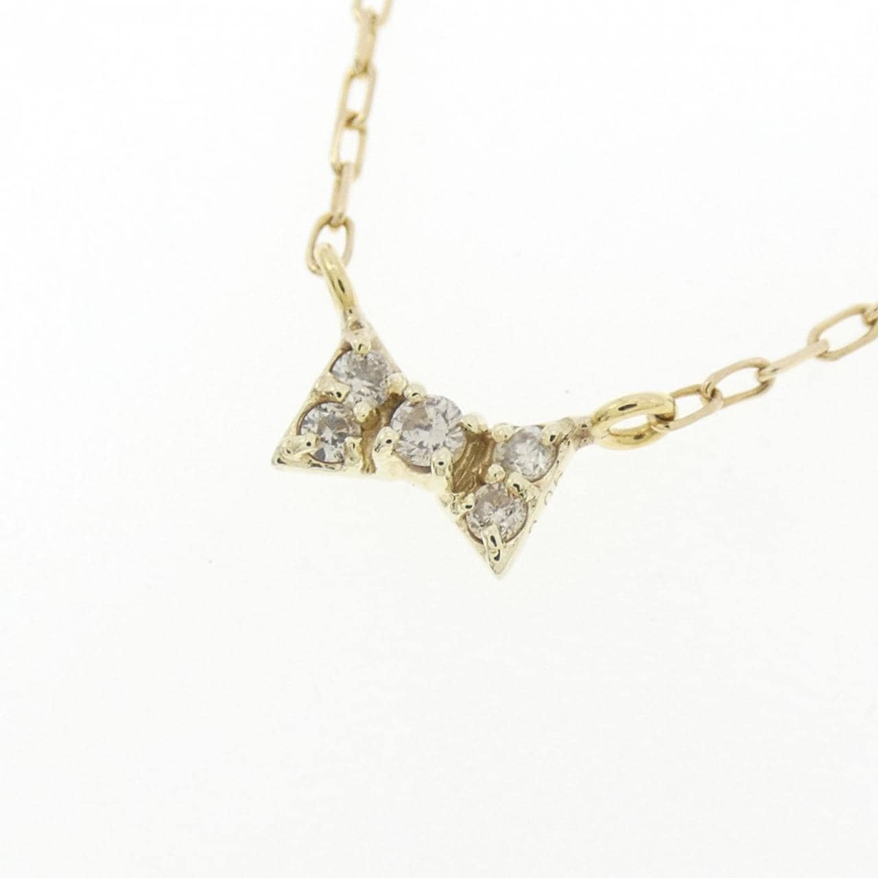 K10YG リボン ダイヤモンド ネックレス 0.06CT