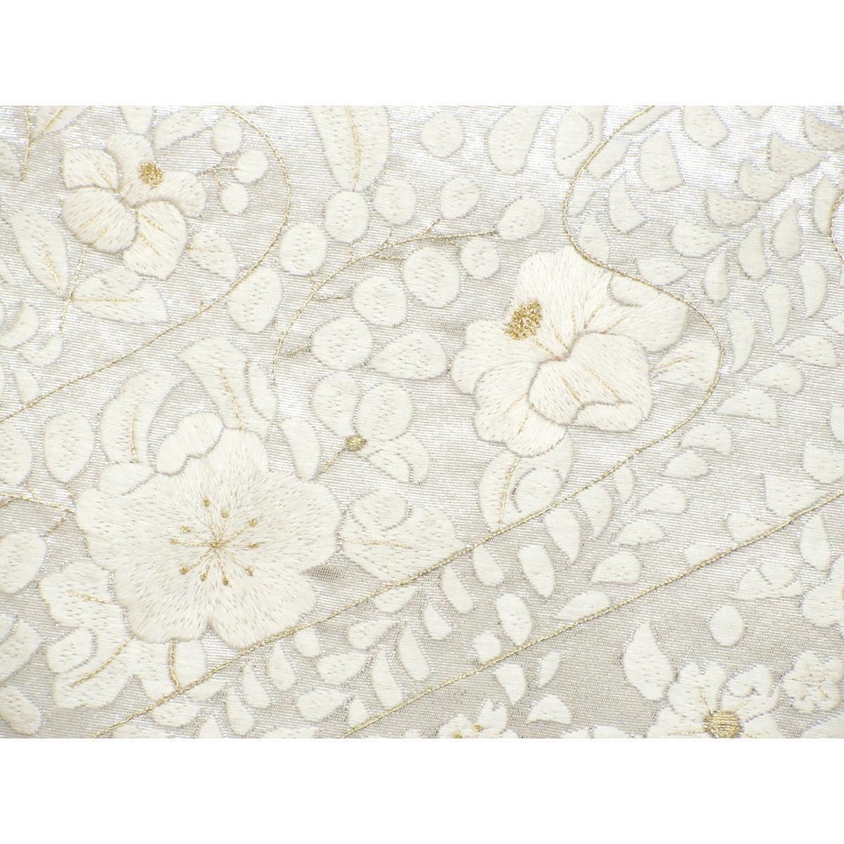 袋帯　引箔　刺繍加工