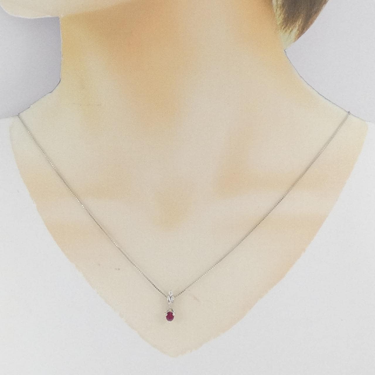 PT900/PT850 ルビー ネックレス 0.40CT