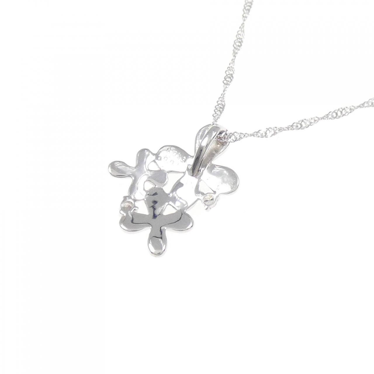 K10WG フラワー ダイヤモンド ネックレス 0.02CT