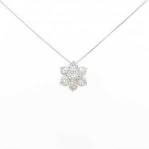 K18WG フラワー ダイヤモンド ネックレス 1.00CT