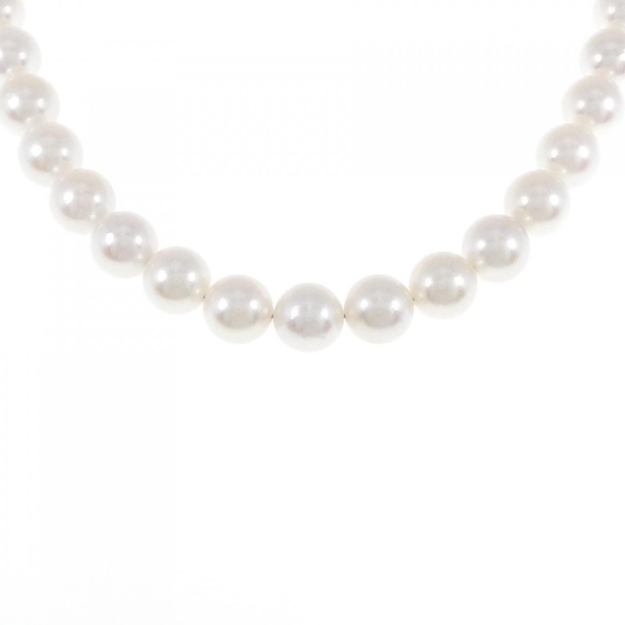 [BRAND NEW] Silver Clasp Flower Bead Akoya Pearl Necklace 7-7.5mm