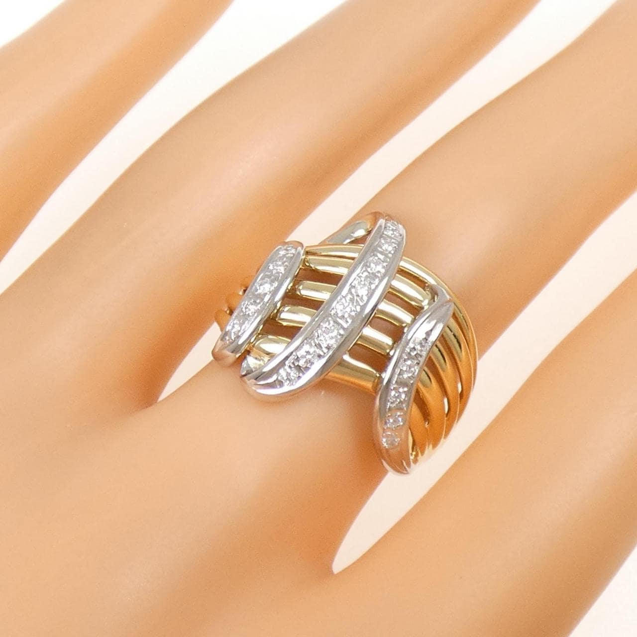 K18YG/PT900 ダイヤモンド リング 0.19CT