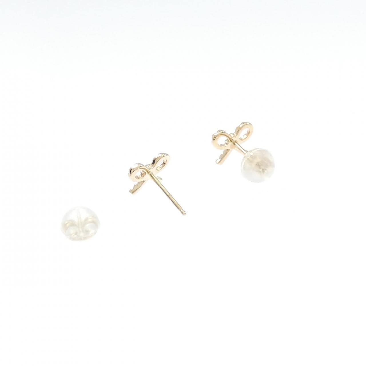 10KYG/K10YG リボン ダイヤモンド ピアス