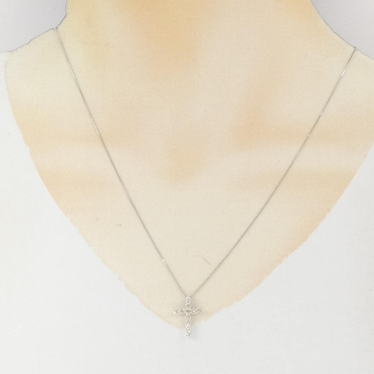 K18WG クロス ダイヤモンド ネックレス 0.50CT