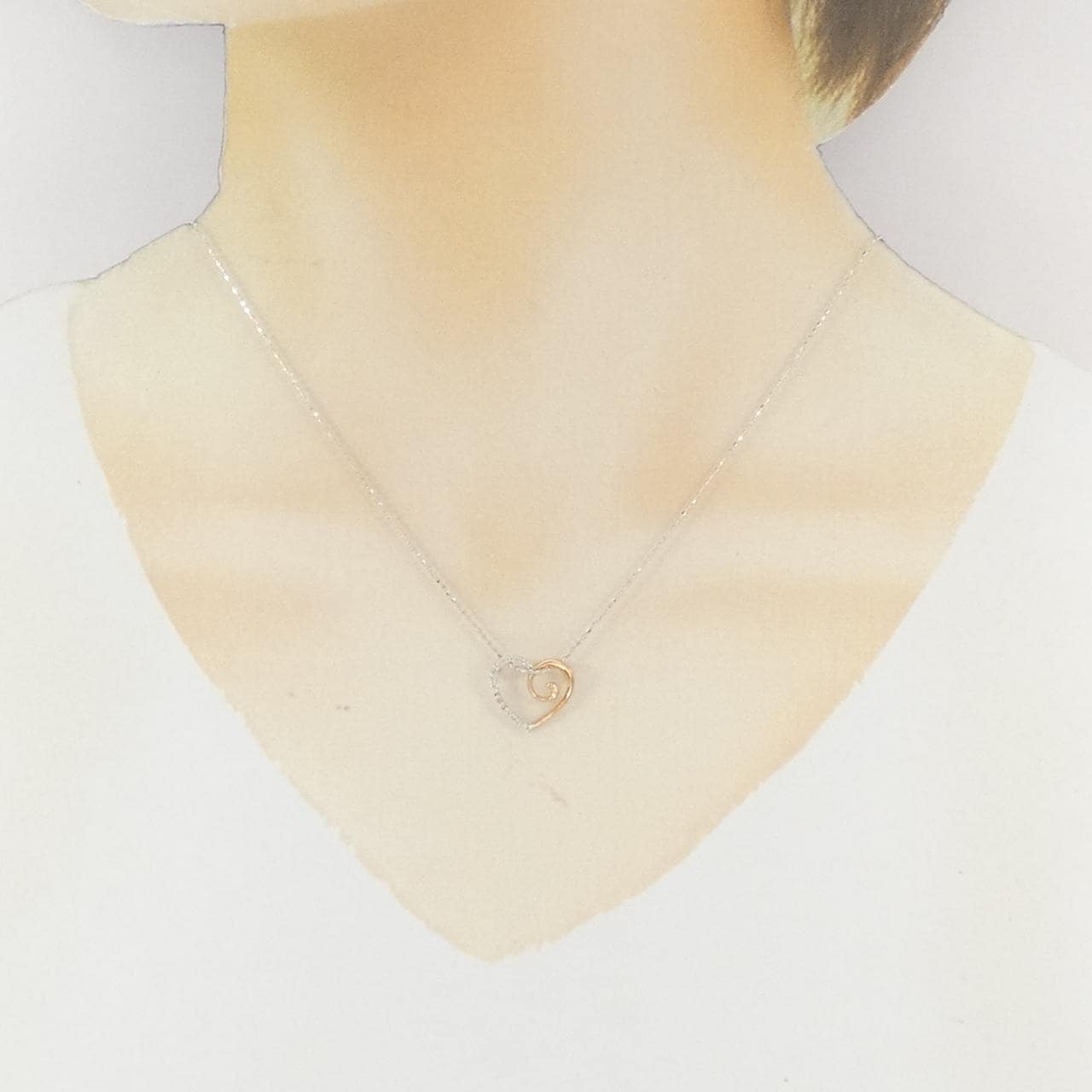 18KPG/10KWG/18KWG ハート ダイヤモンド ネックレス 0.09CT
