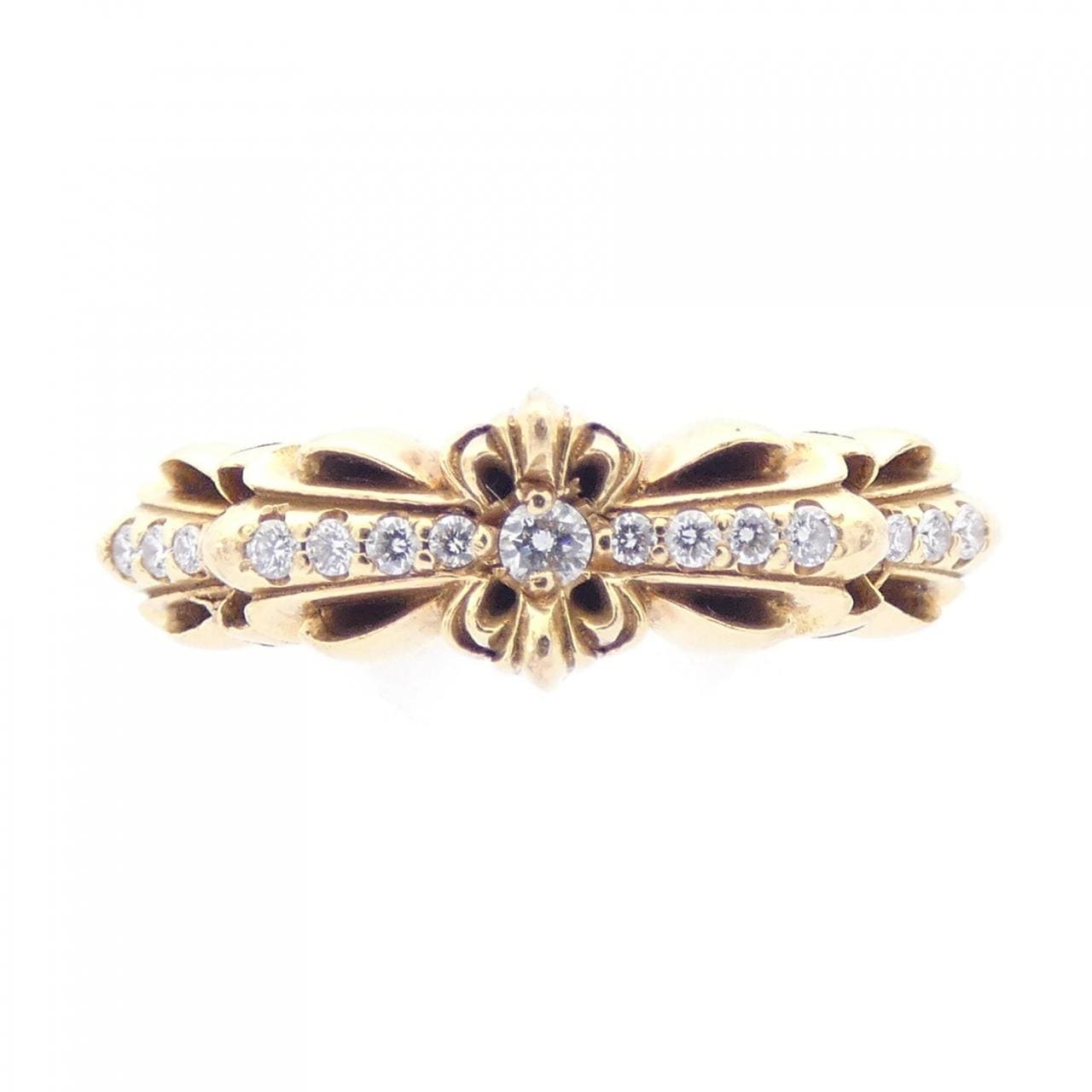 クロムハーツ CHROME HEARTS BABY CLSC DBL FLRL CRS OPEN GLD DMND 207159922GLDXXX002 RING