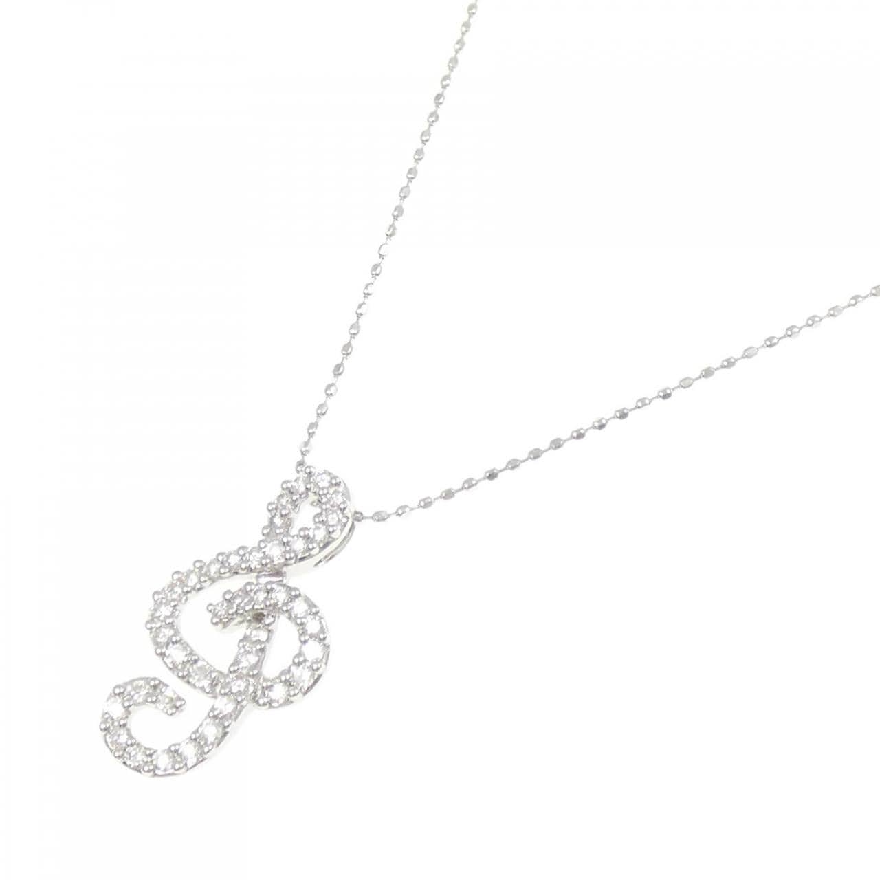 K18WG ト音記号 ダイヤモンド ネックレス 0.32CT