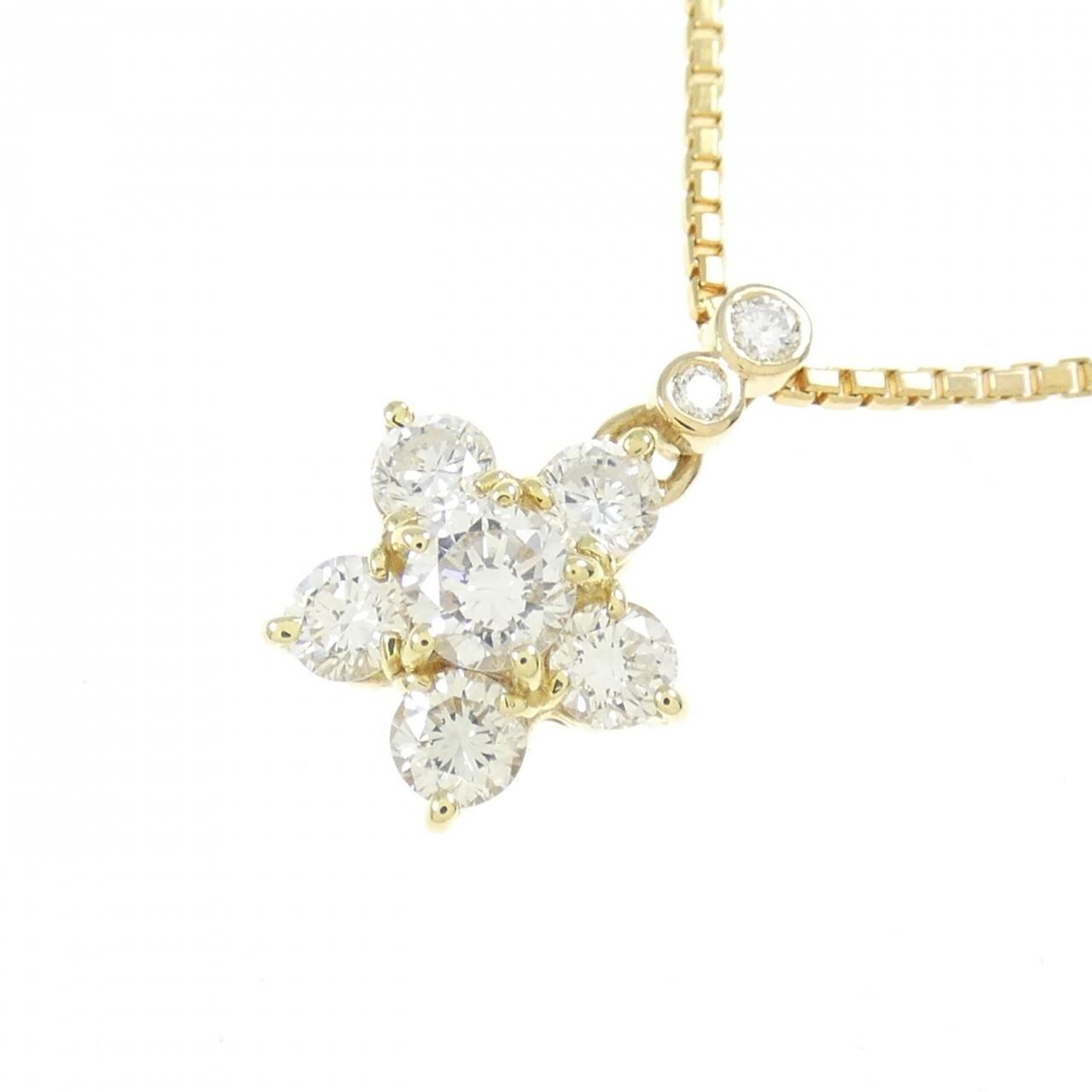 K18YG flower Diamond necklace 0.18CT