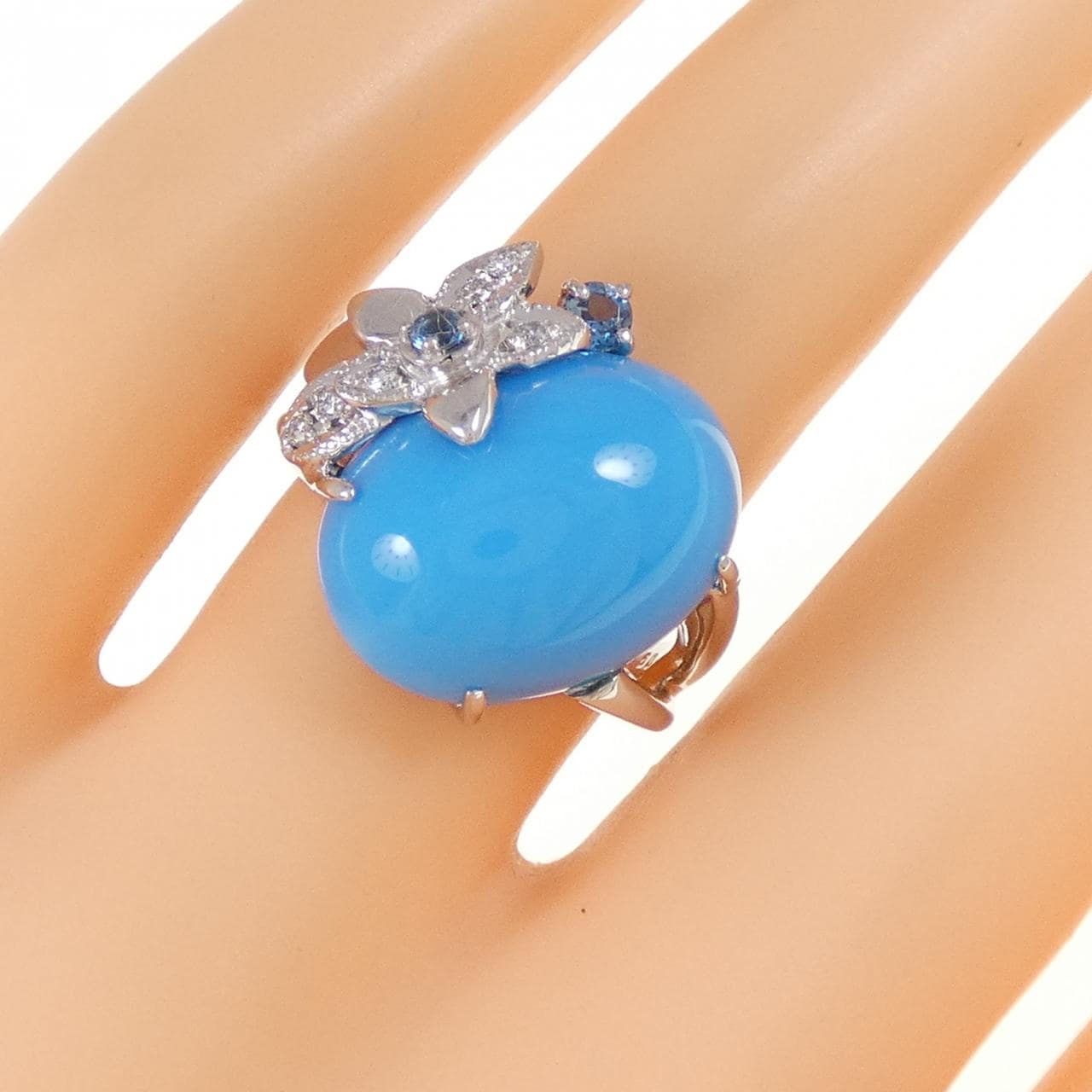 K18WG ターコイズ リング 8.60CT