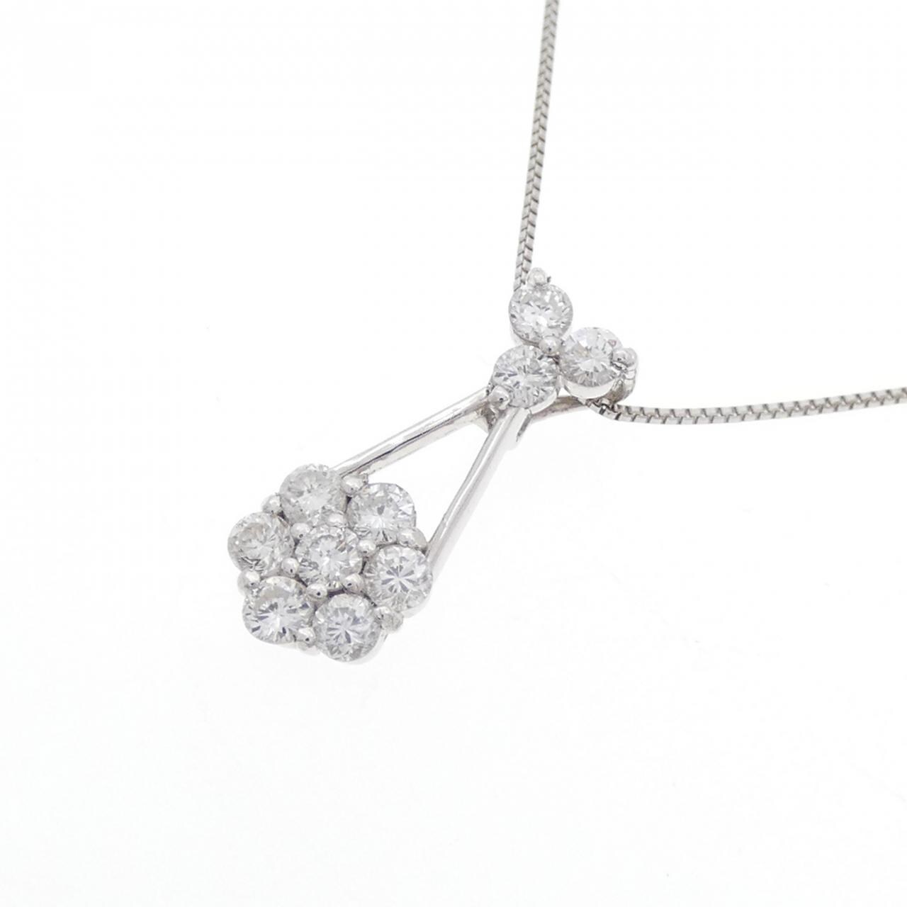 K18WG/PT850 ダイヤモンド ネックレス 0.30CT