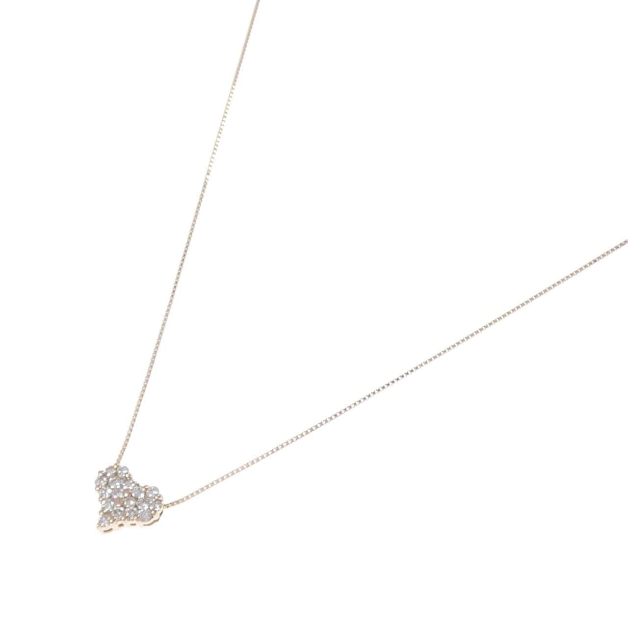 K18PG ハート ダイヤモンド ネックレス 0.30CT