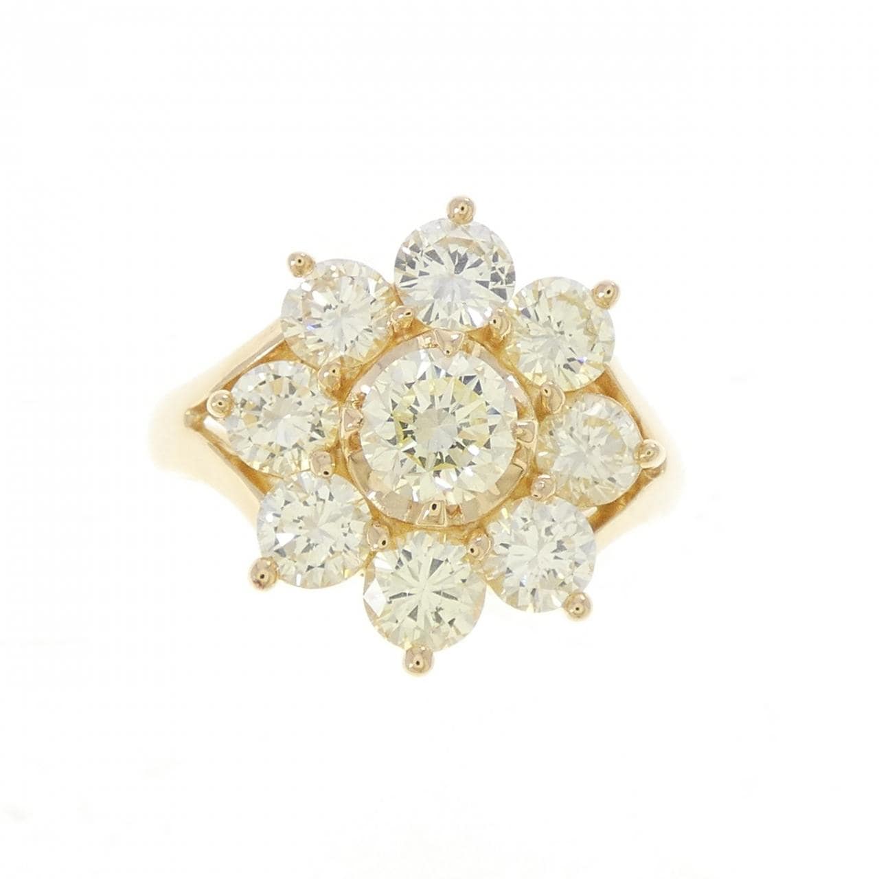K18YG フラワー ダイヤモンド リング 0.47CT