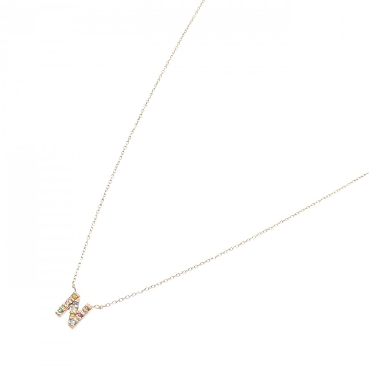 K10PG イニシャルN カラーストーン ネックレス