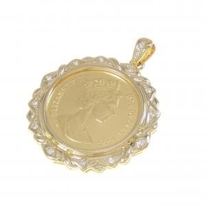 K18YG(枠) ダイヤモンド コイン ペンダント 0.133CT