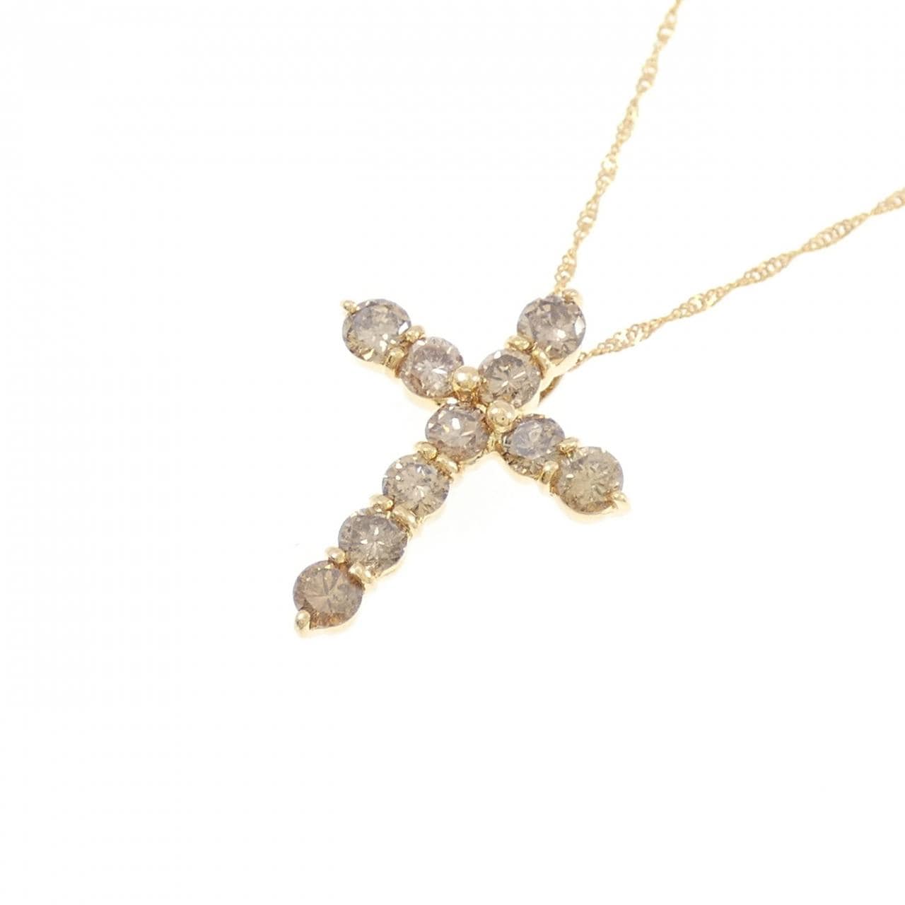 K18YG クロス ダイヤモンド ネックレス 1.00CT