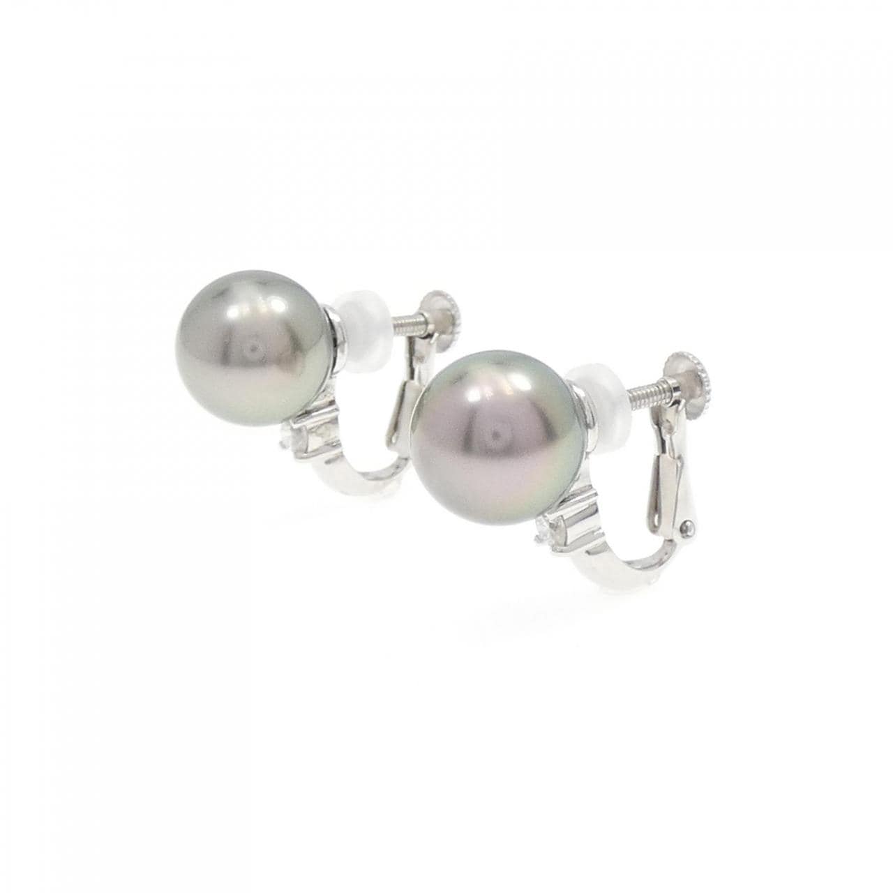 K18WG Black Pearl Earrings 9.6mm