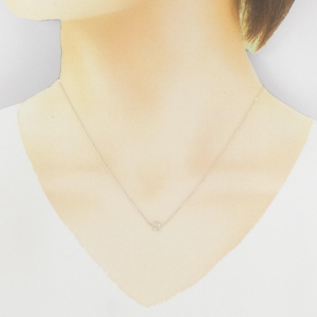 【新品】K18YG フラワー ダイヤモンド ネックレス 0.10CT