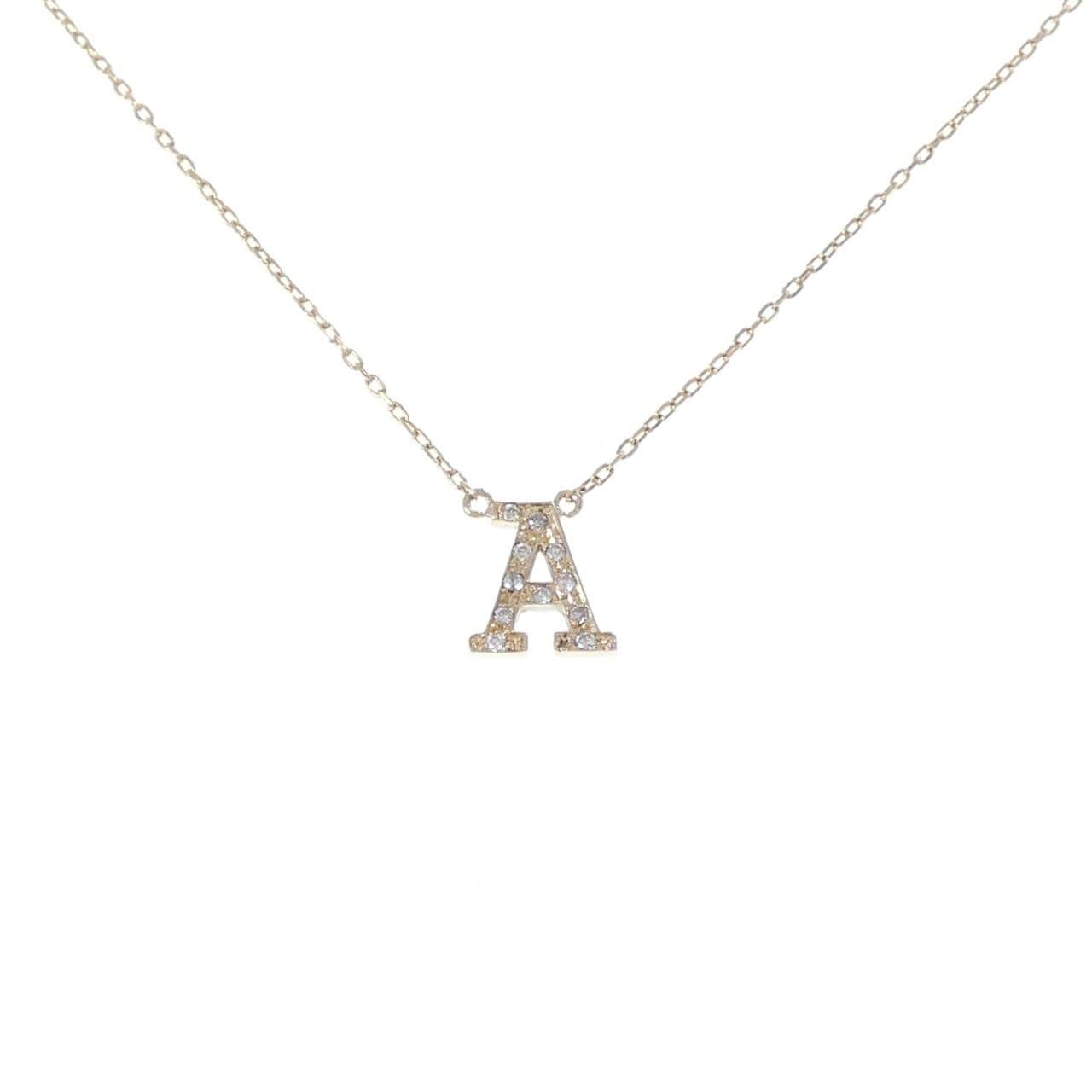 K10YG 字母 A钻石项链 0.05克拉