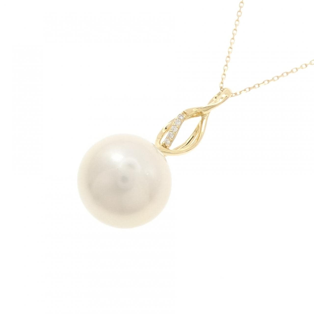 K18YG 白蝶パール ネックレス 13.4mm