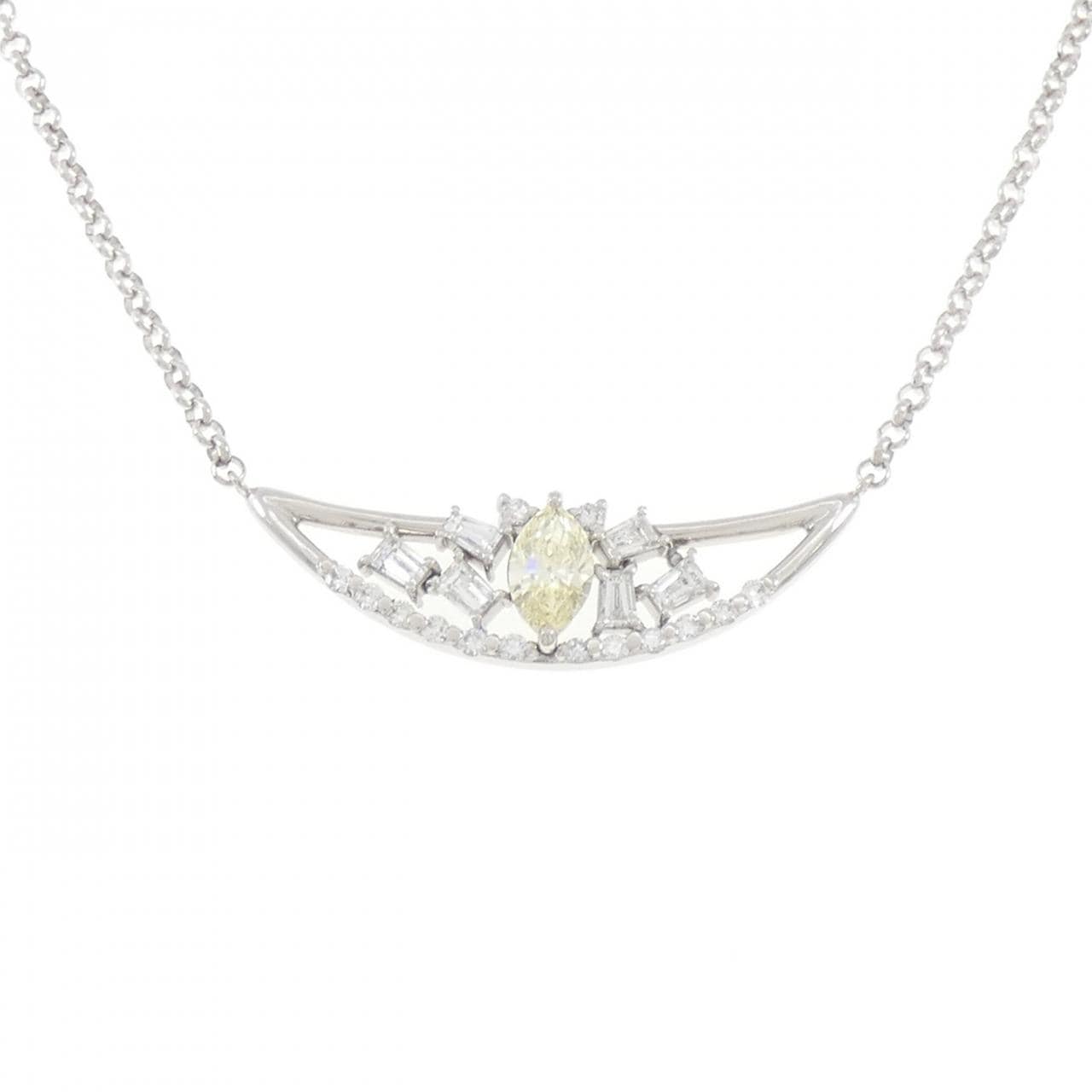 PT900/PT850 ダイヤモンド ネックレス 1.022CT LY SI2 マーキスカット