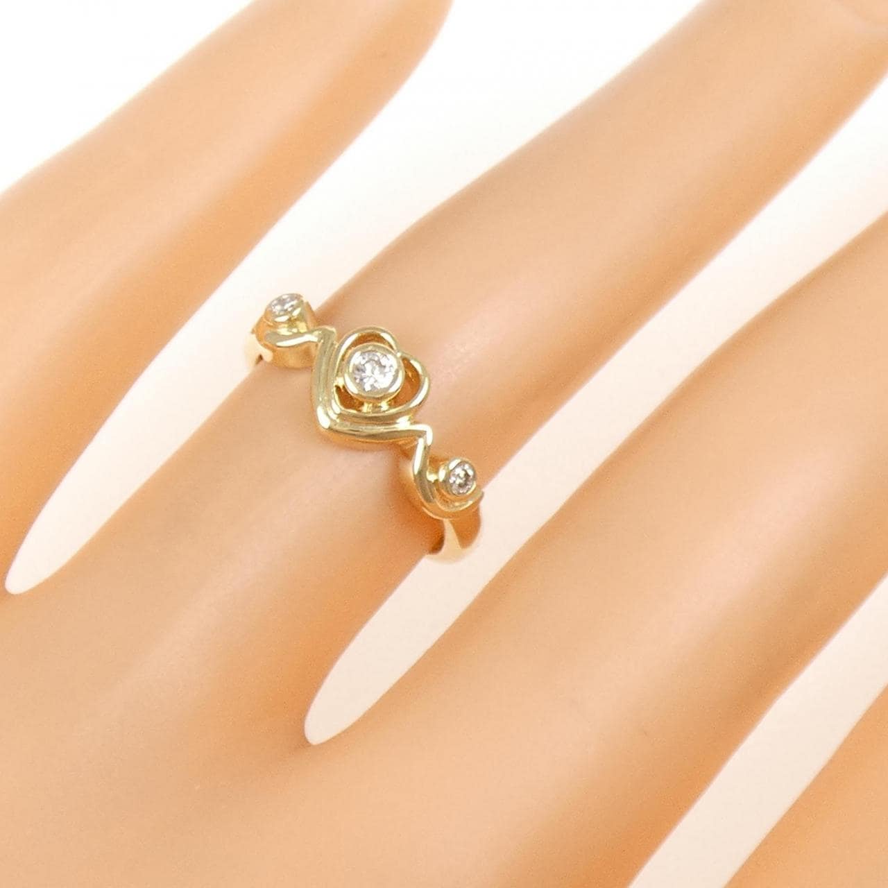 K18YG ハート ダイヤモンド リング