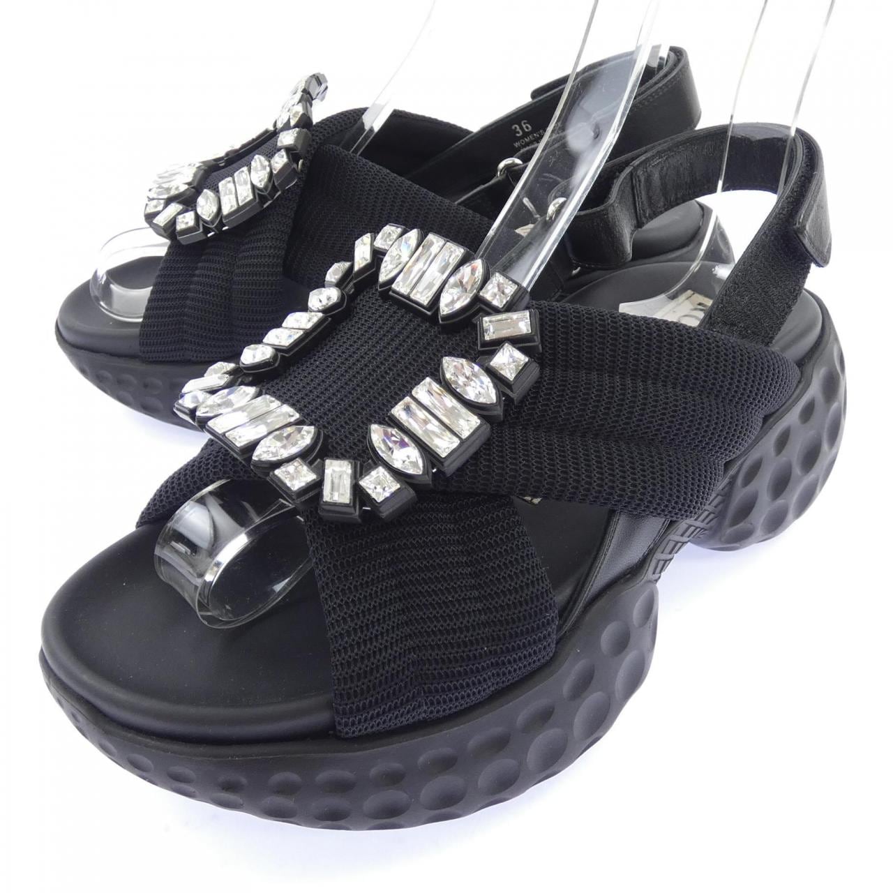 ロジェヴィヴィエ ROGER VIVIER ヴィヴ ラン ライト ストラス バックル サンダル