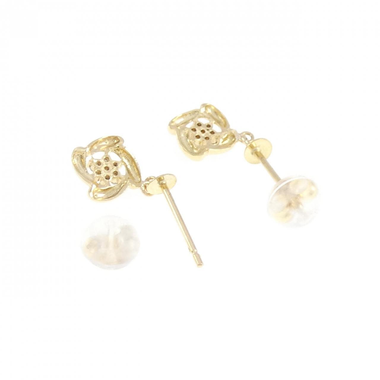 K18YG flower Diamond earrings