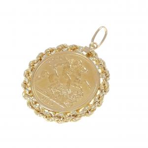 K18YG(枠) コイン ペンダント