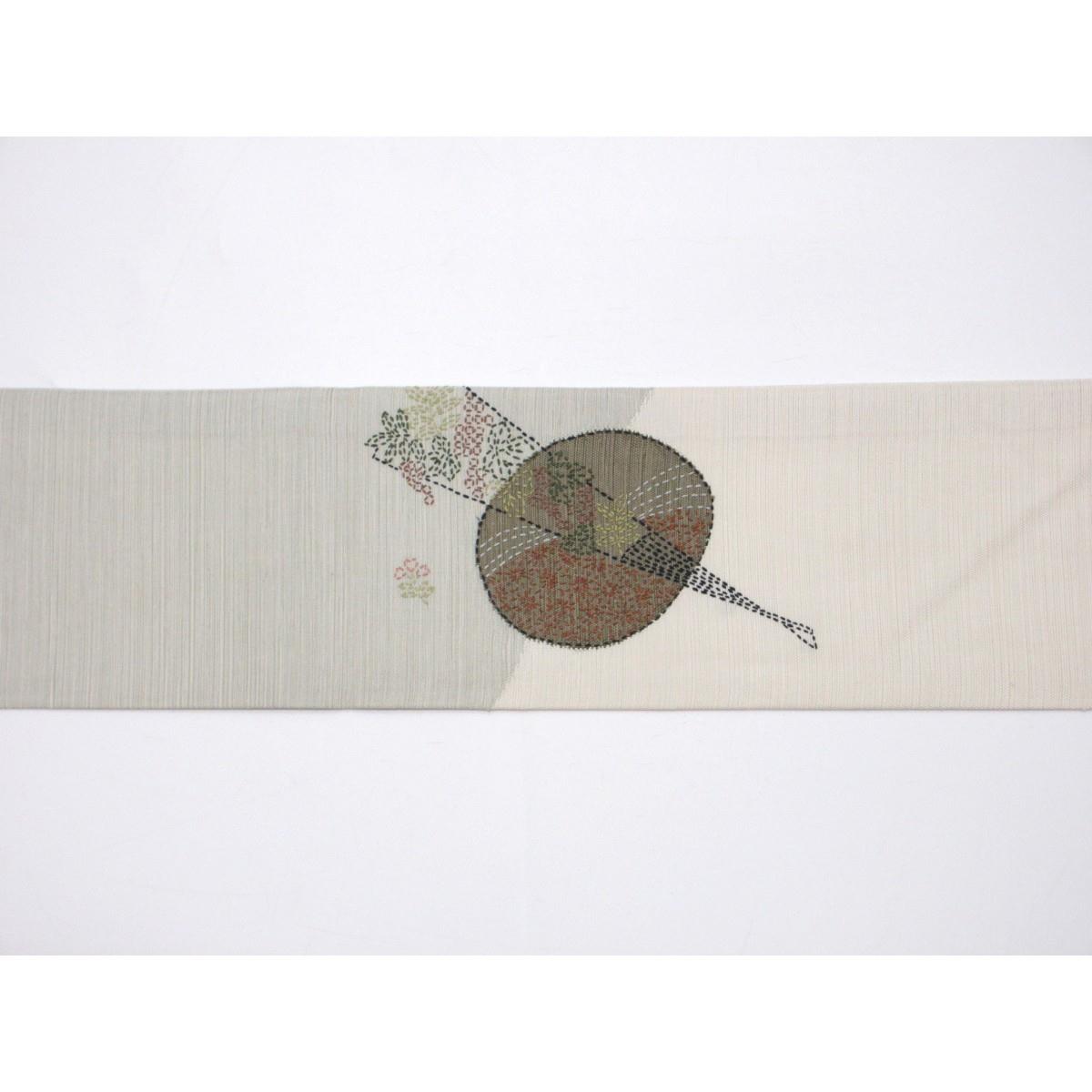 名古屋帯　すくい織　刺繍加工