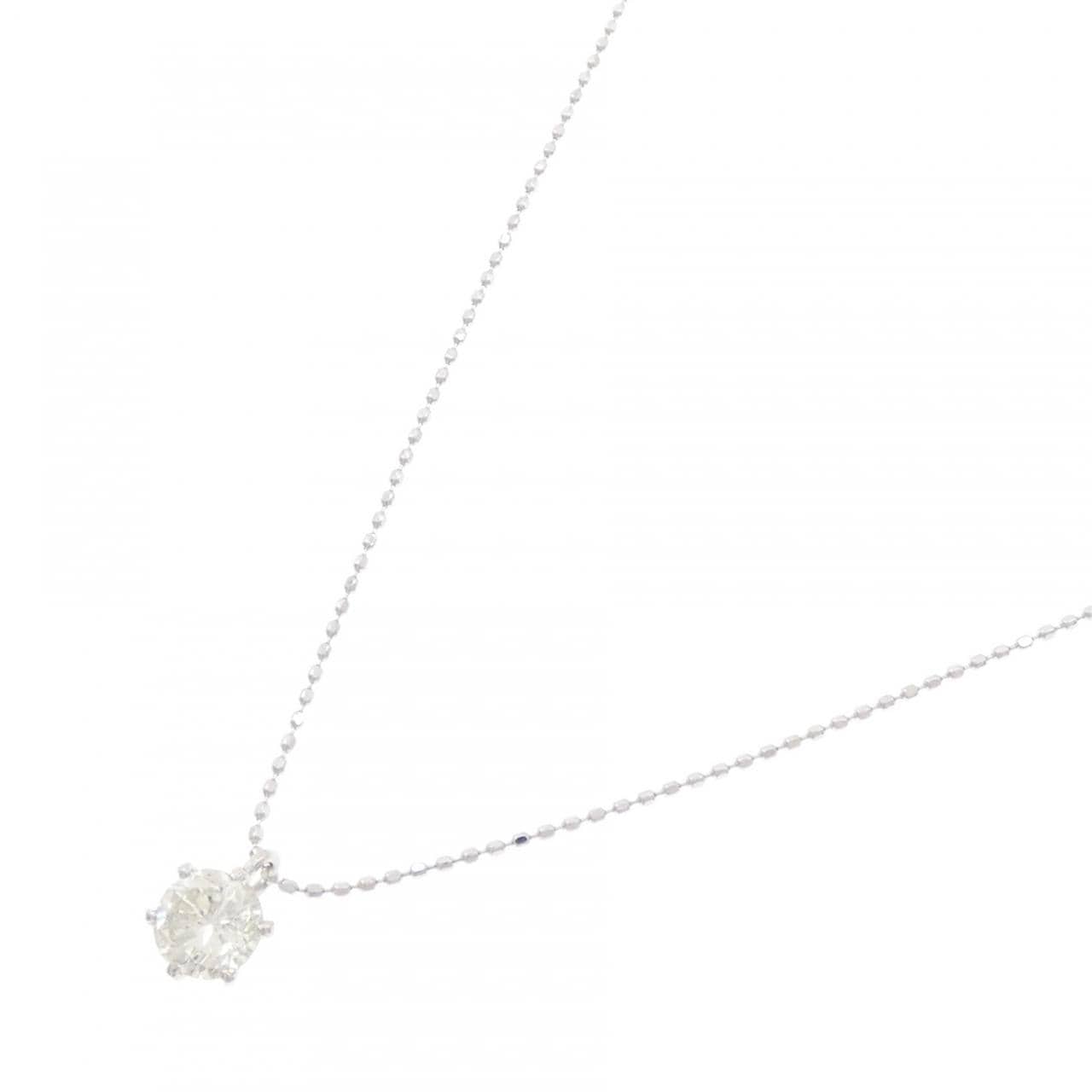 PT900/K18WG ソリティア ダイヤモンド ネックレス 0.448CT