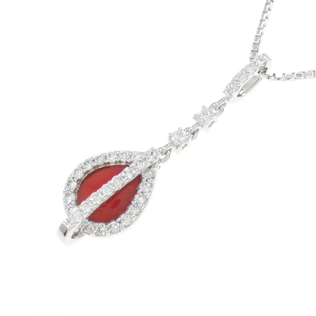 K18WG coral necklace