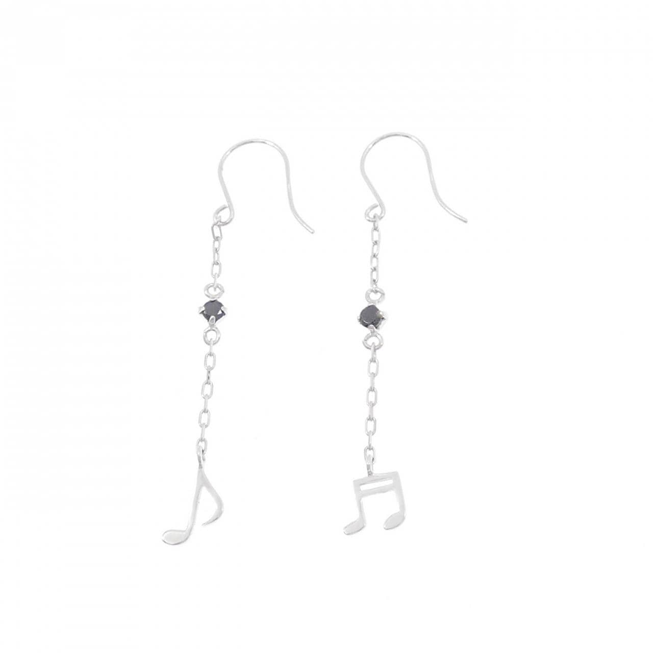 K14WG 音符 キュービック ピアス