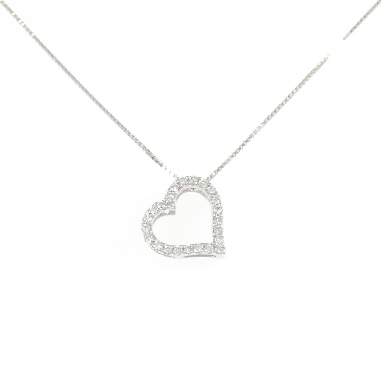 K10WG ハート ダイヤモンド ネックレス 0.15CT