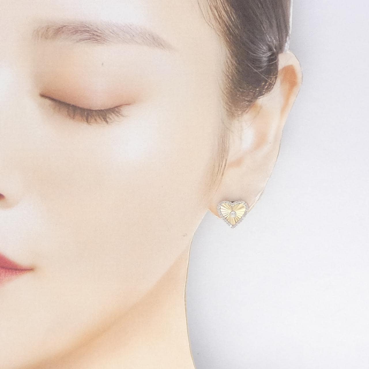 K18YG/K18WG ハート ダイヤモンド ピアス 0.33CT
