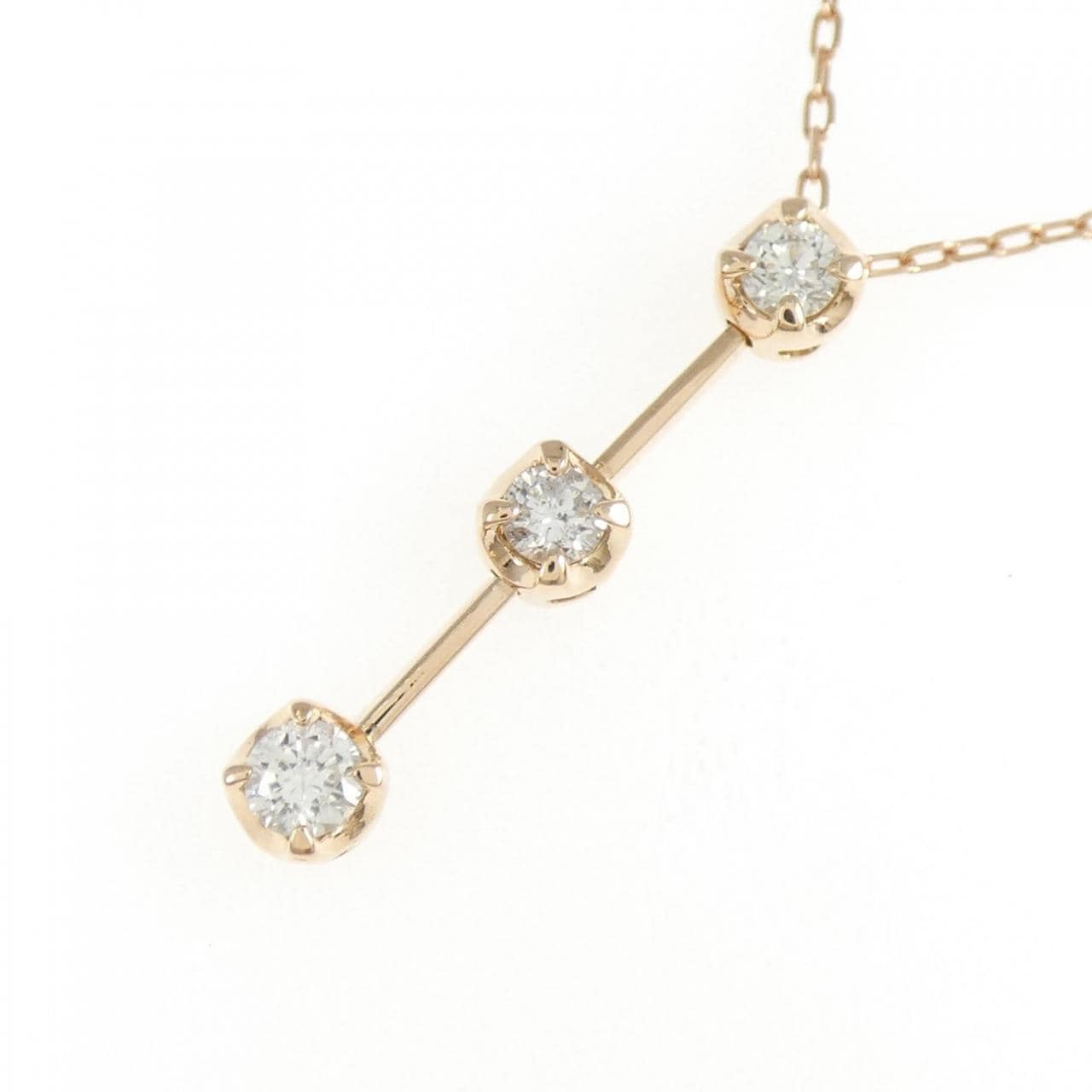 K14PG/K10PG Three Stone Diamond Necklace 0.30CT