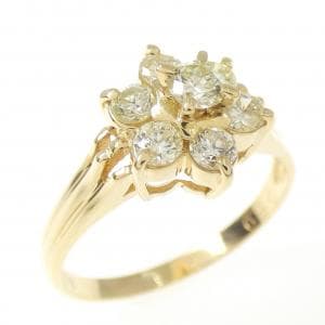 K18YG フラワー ダイヤモンド リング 0.50CT