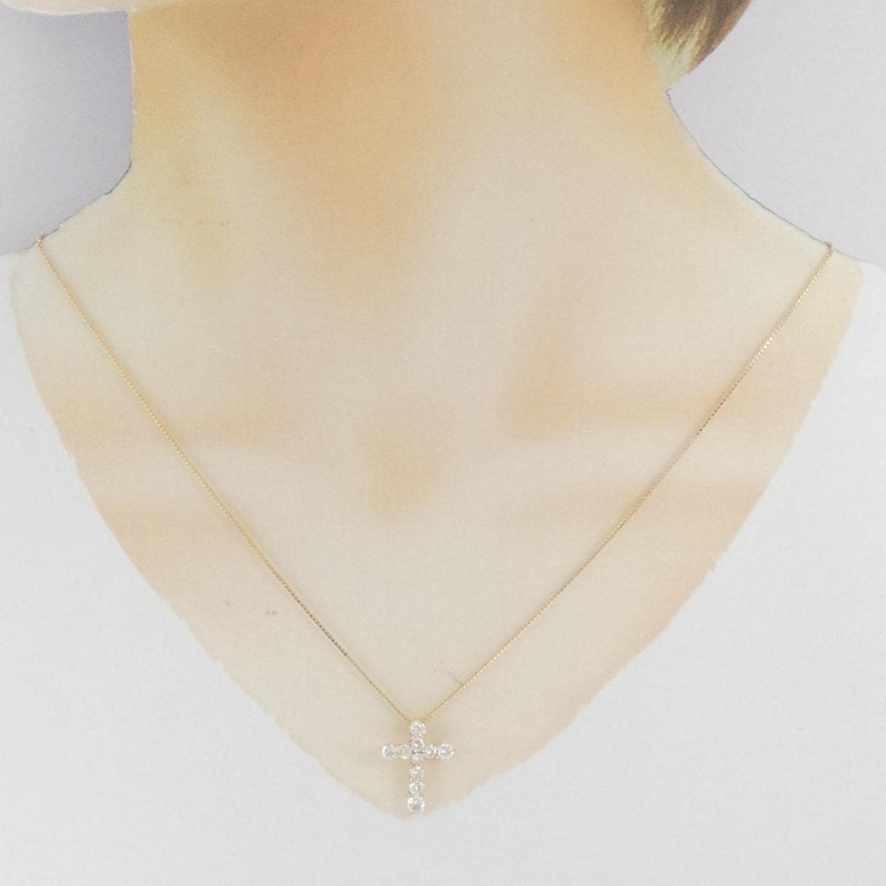 K18YG クロス ダイヤモンド ネックレス 1.04CT