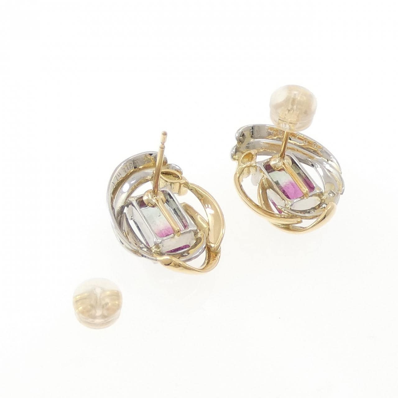 K18YG/PT トルマリン ピアス 2.36CT