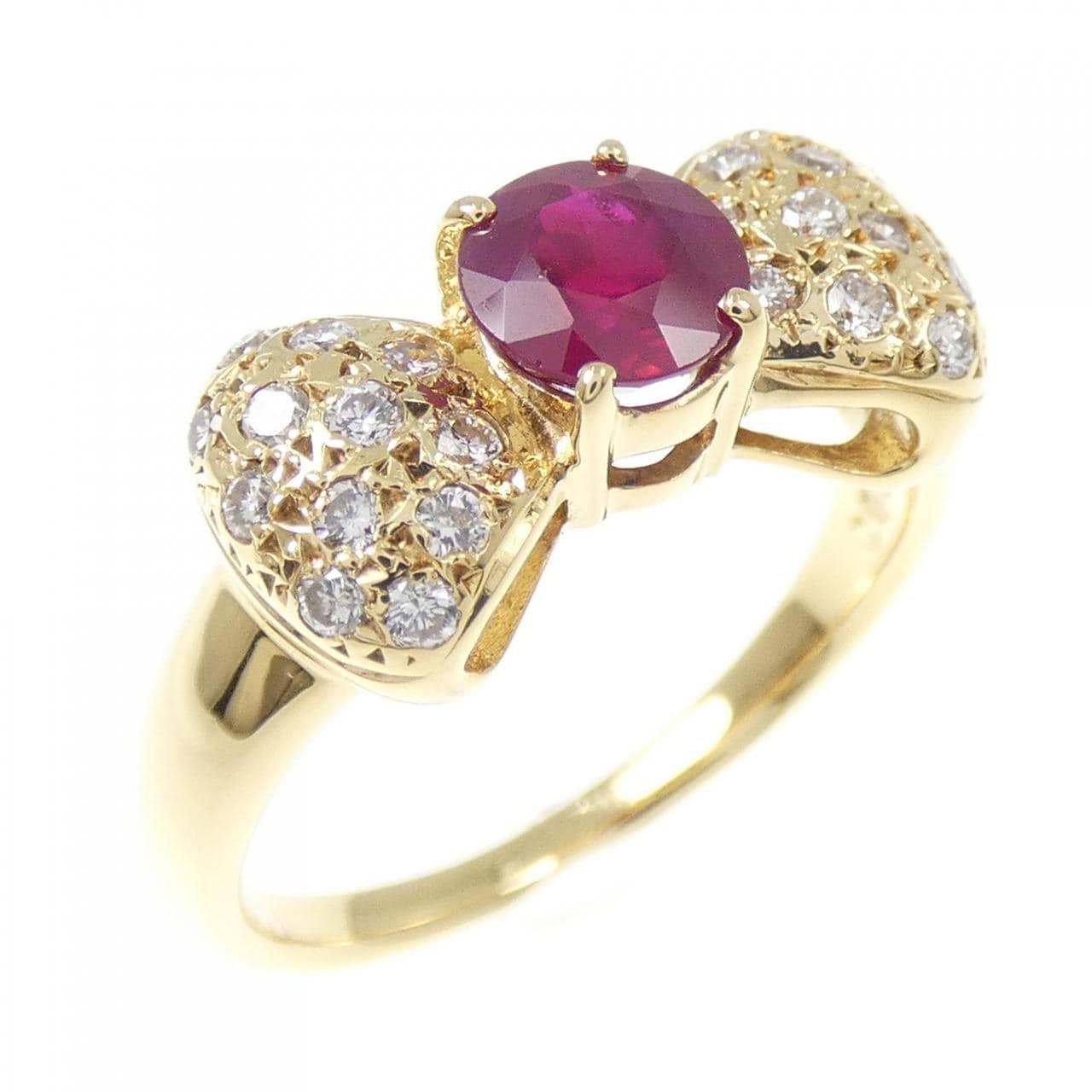 K18YG リボン ルビー リング 0.771CT
