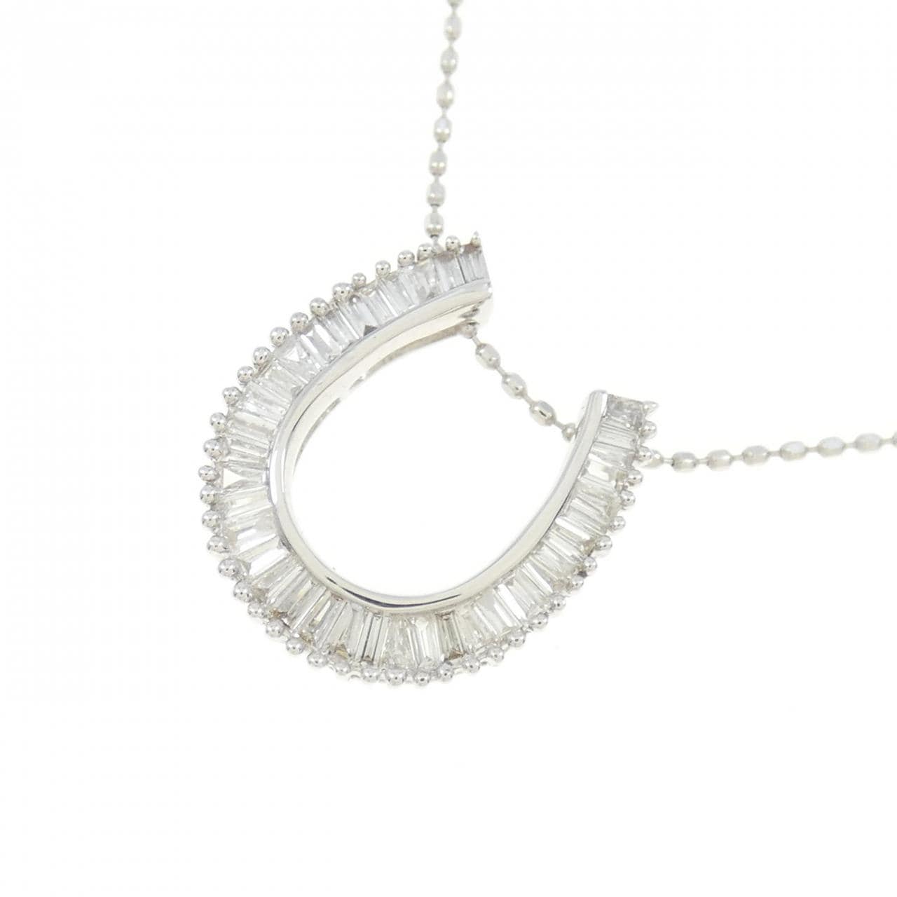 K18WG Horseshoe Diamond Necklace 0.30CT