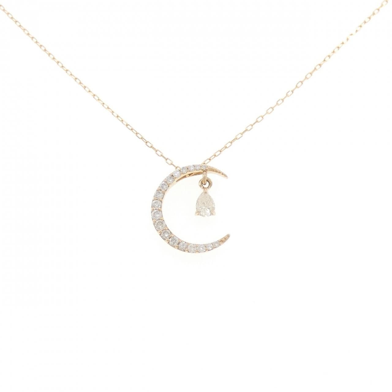 K18PG ムーン ダイヤモンド ネックレス 0.12CT