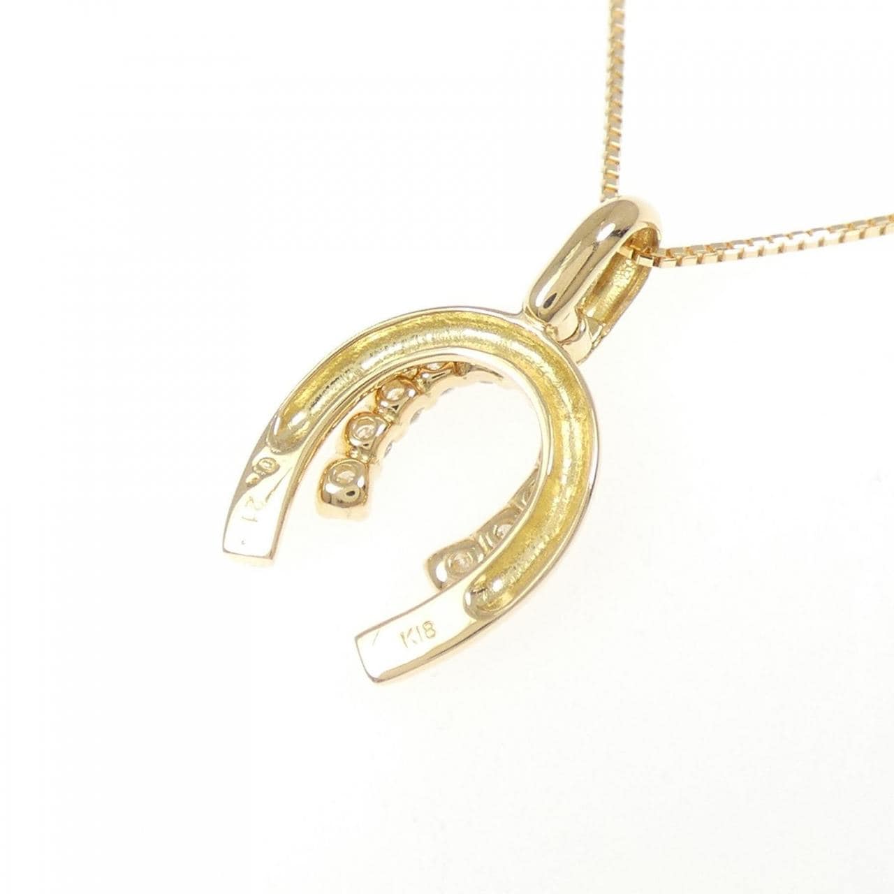 K18YG ホースシュー ダイヤモンド ネックレス 0.21CT