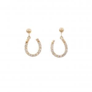 K18PG ホースシュー ダイヤモンド ピアス 0.10CT
