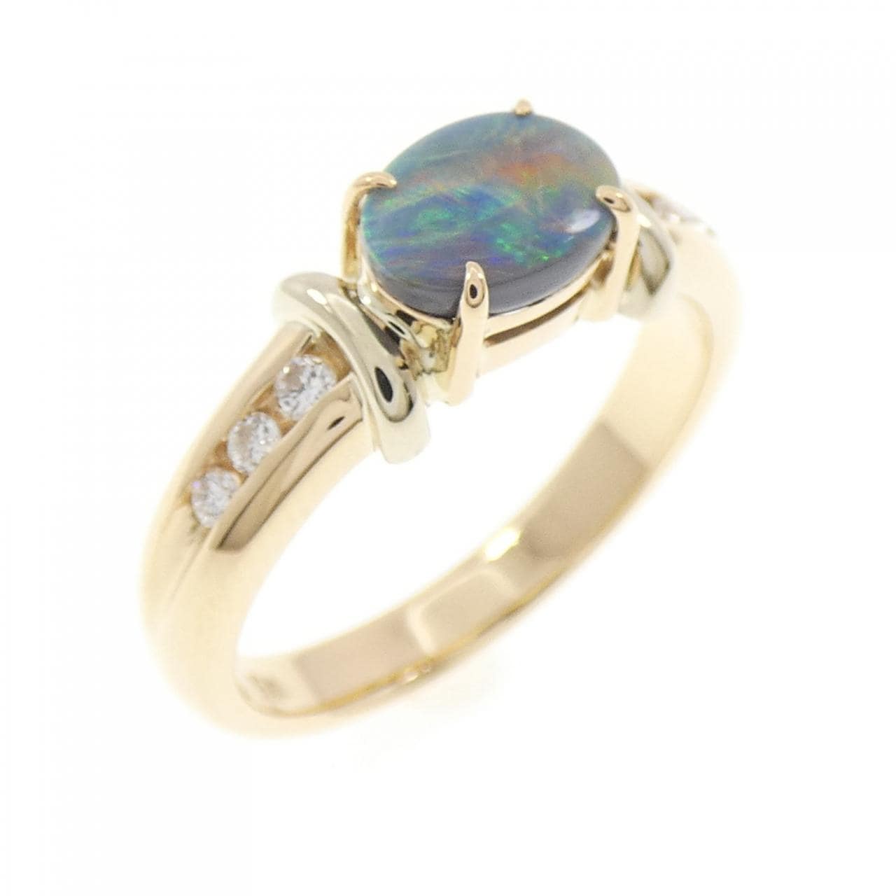 750YG ブラックオパール リング