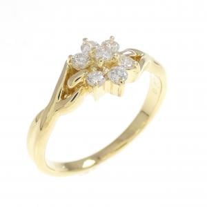 K18YG フラワー ダイヤモンド リング 0.22CT