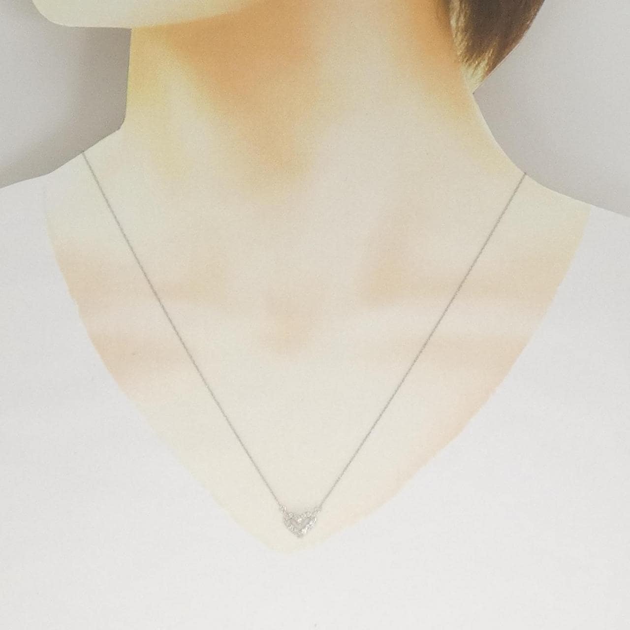 K18WG ハート ダイヤモンド ネックレス 0.20CT