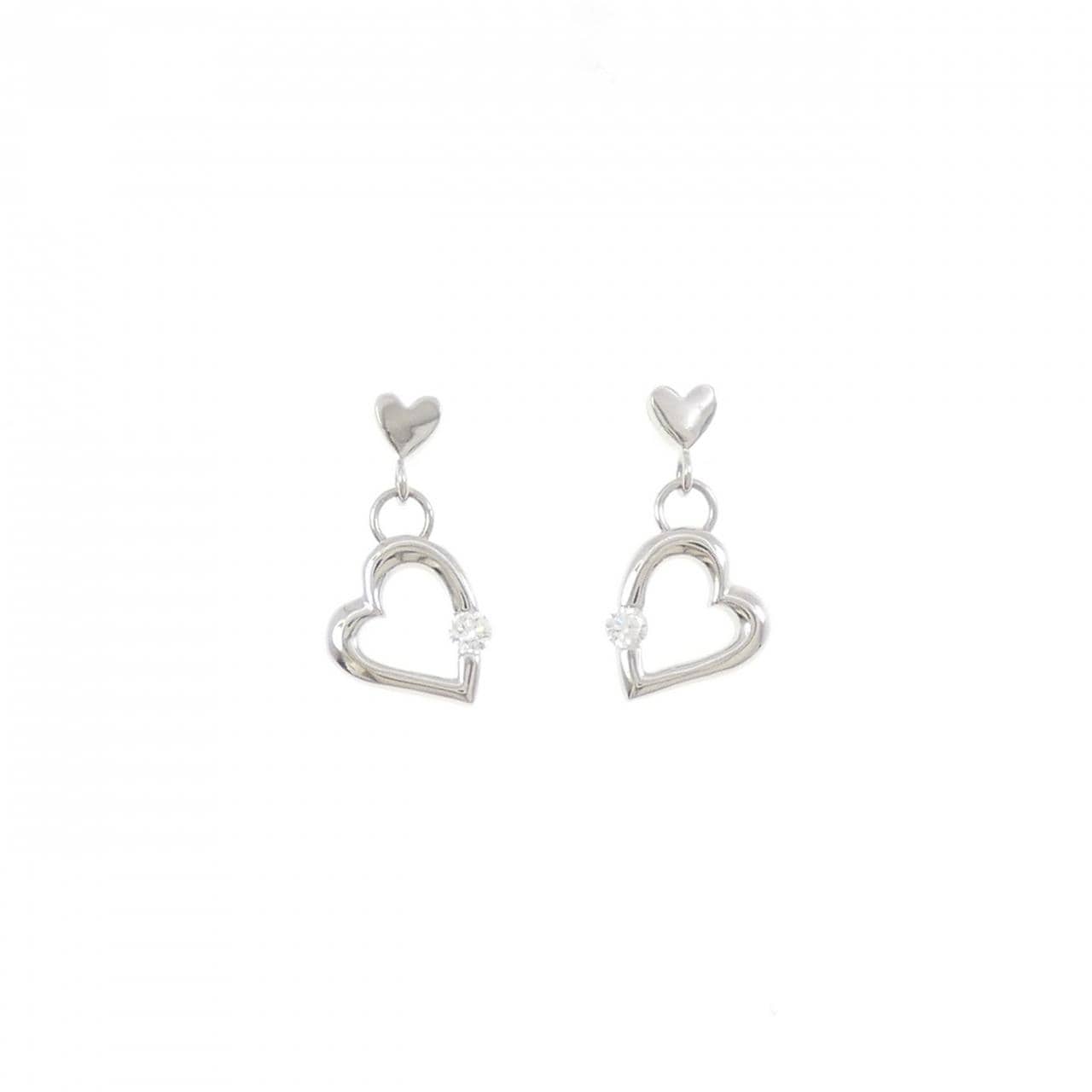PT900 ハート ダイヤモンド ピアス 0.108CT