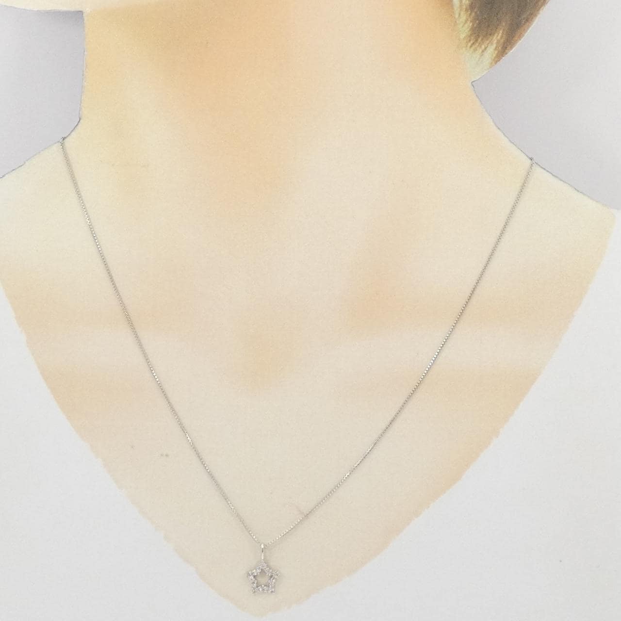 K18WG スター ダイヤモンド ネックレス 0.10CT