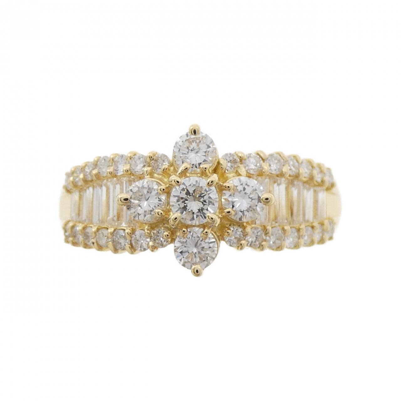K18YG フラワー ダイヤモンド リング 1.05CT